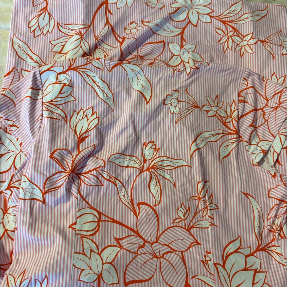 Talbots Pink and Orange Floral Asymmetrical Wrap Dress - Picture 6 of 7